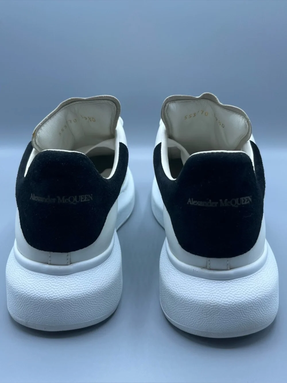Alexander McQueen Oversized Sneakers White Black Heel Tab EU 39.5 US 9.5 Leather - Picture 6 of 14
